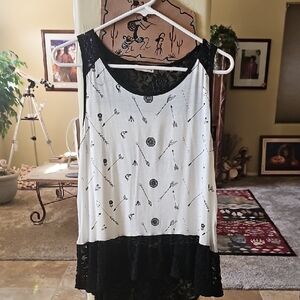White and Black Lace Tank Top